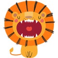 Cute funny lion cartoon character illustration Royalty Free Stock Photo
