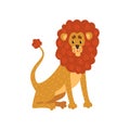 Cute funny lion cartoon character vector Illustration on a white background Royalty Free Stock Photo