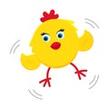 Cute funny little chick chiken hen cartoon flat style design vector illustration Royalty Free Stock Photo