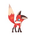Cute Funny Little Fox, Lovely Blue Eyed Wild Forest Animal Cartoon Character Vector Illustration