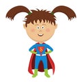 Cute funny little girl wearing superhero costume