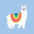 Cute funny llama cartoon character illustration. Hand drawn Scandinavian style flat design.