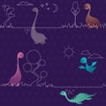 Cute funny lovely dino seamless pattern. Dinosaurs.