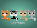 Cute funny lovely kittens. Vector illustration.