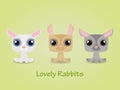 Cute funny lovely rabbits. Vector illustration.