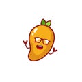 Cute funny mango fruit set collection. Vector hand drawn cartoon kawaii character illustration icon. Isolated on white background Royalty Free Stock Photo