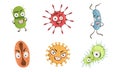 Cute Funny Microbes Set, Colorful Bacterias and Pathogens Characters With Various Emotions Vector Illustration Royalty Free Stock Photo