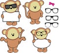 Cute funny monkey character cartoon poses collection set Royalty Free Stock Photo