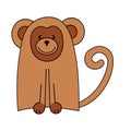 Cute, funny monkey. Color vector illustration. The element is isolated on a white background. Wild tropical animal.