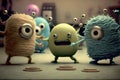 cute funny monster, showing off their sweet dance moves in music video Royalty Free Stock Photo