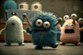 cute funny monster, showing off their sweet dance moves in music video Royalty Free Stock Photo