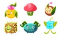 Cute Funny Monsters Set, Fantasy Plants Characters, Mobile or Computer Game User Interface Assets Vector Illustration Royalty Free Stock Photo