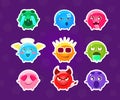 Cute Funny Monsters Stickers with Different Emotions Collection, Little Colorful Emoticons Cartoon Characters Vector