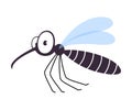 Cute Funny Mosquito Insect, Lovely Colorful Creature Cartoon Vector Illustration Royalty Free Stock Photo