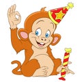 Cute funny new year monkey with a candy