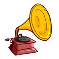 Cute and funny old gramophone - vector.