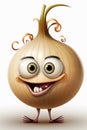 Mascot cartoon vector illustration Cute funny onion character isolated background
