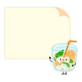 Cute funny orange juice character with speech bubble. Vector hand drawn cartoon kawaii character illustration icon Royalty Free Stock Photo