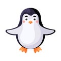 Cute funny penguin print on white background. Arctican cartoon animal character for design of album, scrapbook, greeting card,