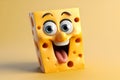 Cute and funny piece of cheese with nose for kids restaurant menu, fast food banner Royalty Free Stock Photo
