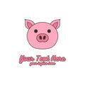 Cute Funny Pig Piggy Hog Head Face Mascot Cartoon Character Doll Logo Illustration Royalty Free Stock Photo