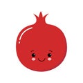 Cute and funny pomegranate character, vector flat cartoon illustration isolated on white background