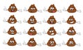 Cute funny poop emoticon set. illustration