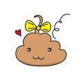 Cute funny poop emoticon smileys. Emotional shit kawaii icons.Happy,smiling, angry,sad, pretty. Vector flat cartoon Royalty Free Stock Photo