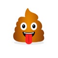 Cute funny poop with tongue. Emotional shit icon