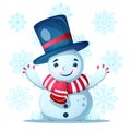 Cute, funny, pretty snow man illustration.