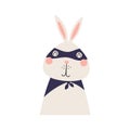 Cute funny rabbit superhero in costume cartoon character illustration. Royalty Free Stock Photo