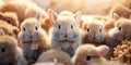 Cute and funny rabbits. Animal world. Generative AI