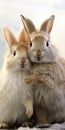 Cute and funny rabbits. Animal world. Generative AI