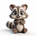 Cute Raccoon 3d Clay Render - Playful And Innocent Cartoon Character