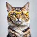 Cute funny red kitten wearing yellow glasses Royalty Free Stock Photo