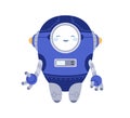 Cute funny robot smiling. Childish bot toy with happy face. Adorable little humanoid cyborg machine. Kids futuristic