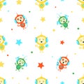 Cute Funny Robots Seamless Pattern, Friendly Alien or Robot Design Element Can Be Used for Fabric, Wallpaper, Packaging Royalty Free Stock Photo