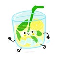 Cute funny running lemonade. Vector hand drawn cartoon kawaii character illustration icon. Isolated on white background Royalty Free Stock Photo