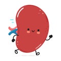 Cute funny running Spleen organ. Vector hand drawn cartoon kawaii character illustration icon. Isolated on white