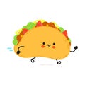 Cute funny running taco. Vector hand drawn cartoon kawaii character illustration icon. Isolated on white background. Run