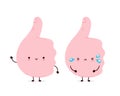 Cute funny sad and happy thumbs up