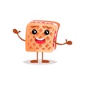 Cute funny sandwich biscuit with cream cartoon character vector Illustration