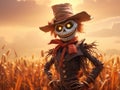 Cute and funny scarecrow, illustration generated by ai