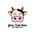 Cute Funny Smile Cow Head Face Cartoon Mascot Character Icon Illustration Design Royalty Free Stock Photo