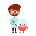 Cute funny smiling doctor and happy pill Royalty Free Stock Photo