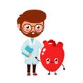 Cute funny smiling doctor and healthy happy heart Royalty Free Stock Photo