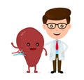 Cute funny smiling doctor and healthy happy spleen