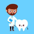 Cute funny smiling doctor and healthy happy tooth Royalty Free Stock Photo
