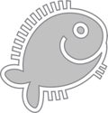 Cute funny smiling grey cartoon fish