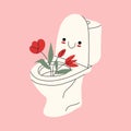 Cute funny smiling happy toilet bowl